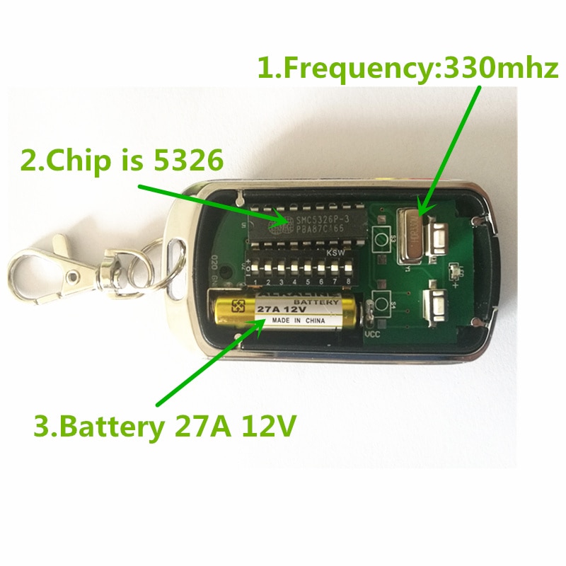 Malaysia 5326 330mhz dip switch auto gate duplicate key fob garage door remote control