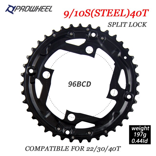 Prowheel fiets tandwielen 64/96/104 bcd mtb fiets kettingblad 22/24/30/32/40/42/44t kettingbladen mountainbike crankstel tand onderdelen: 10s 40t staal 96 bcd