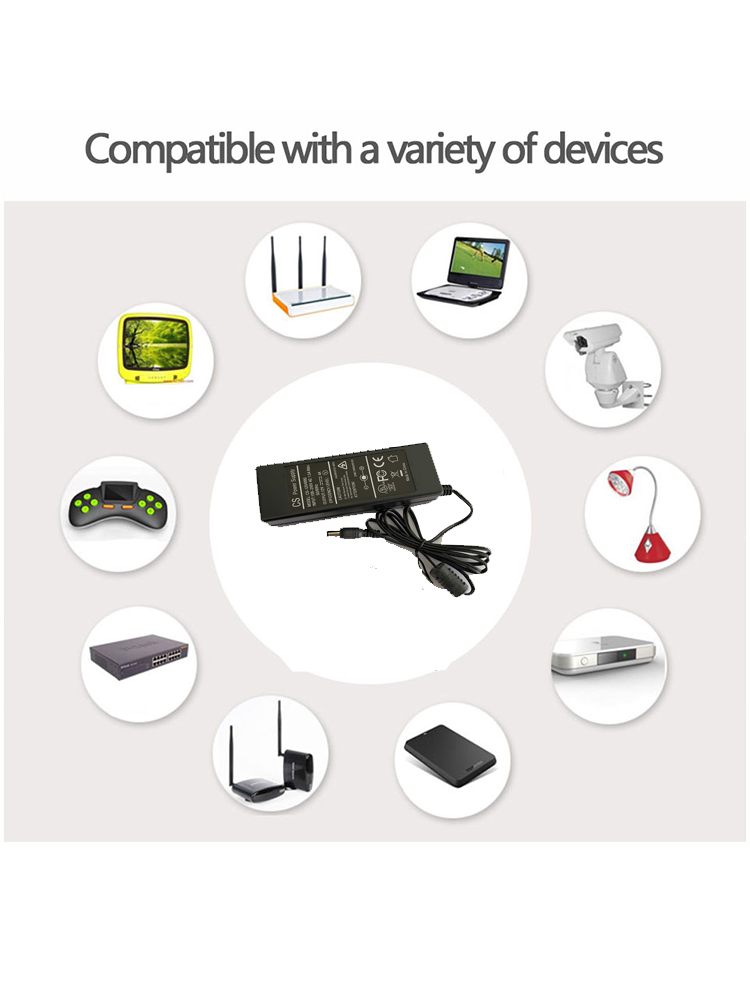 Adaptador de fuente de alimentación AC DC 12V 4A interruptor de cargador de fuente de alimentación de vigilancia de seguridad 100-240V para cámara IP CCTV DVR NVR