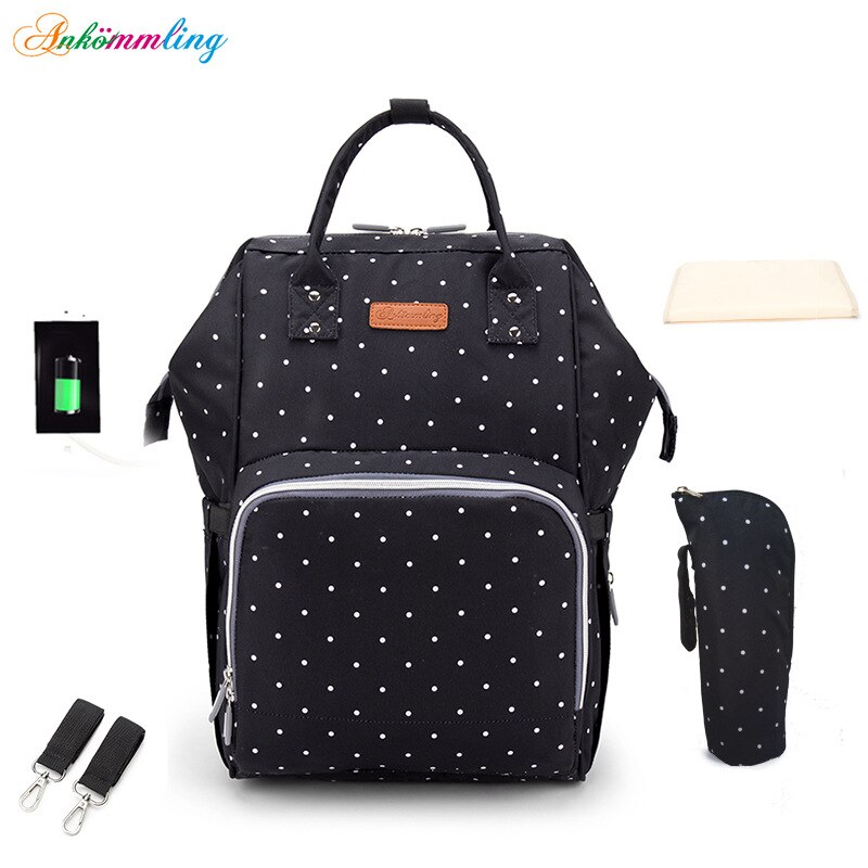 Luiertas Ankommling Wanneer Europa En Amerika Stijl Schouder Mother 'S Bag Verbeterde Multi-Functionele Mama Bag: Black Polkadot
