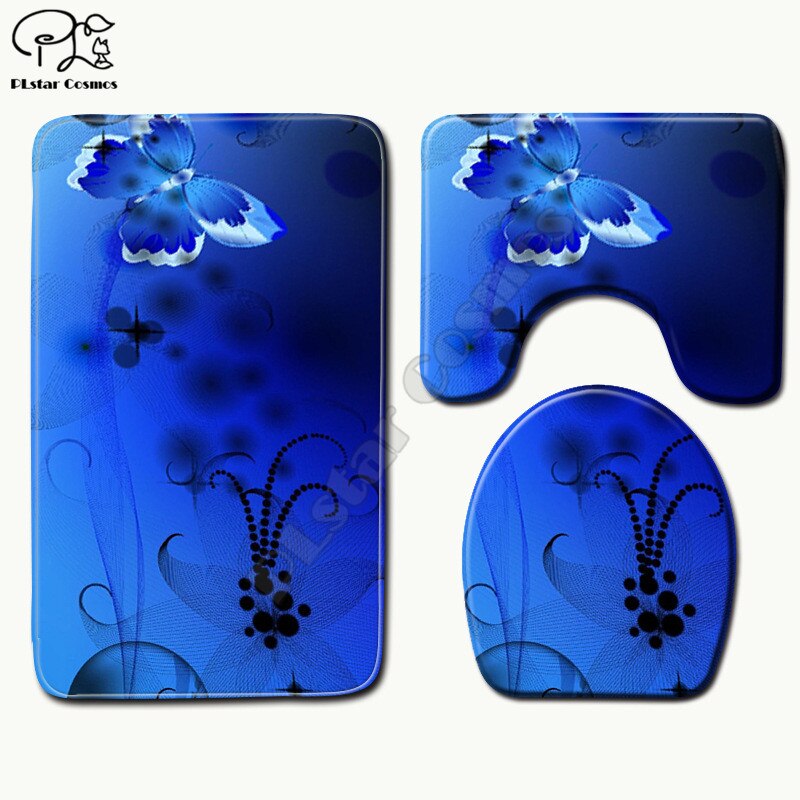Psychedelic swirl pattern 3D printed Bathroom Pedestal Rug Lid Toilet Cover Bath Mat Set style-3: 5