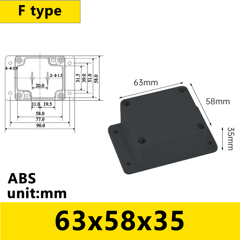 Black Outdoor Waterproof Enclosure Plastic Box Electronic Project Instrument Case Electrical Project Box Junction Box Housing: Brown