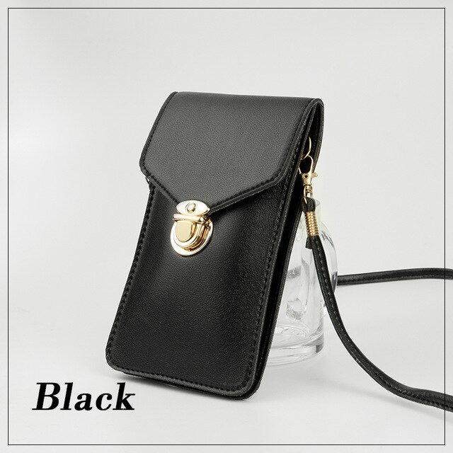 Sweettreats Touchable PU Leather Change Bag Mobile Phone Bag For iPhone 11 pro max Xs X Samsung S9 Huawei Pocket Bag Outdoor: black