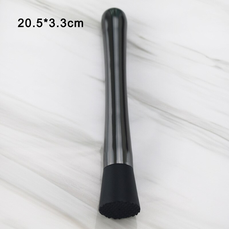 Barra de trituración de hielo de acero inoxidable, multifunción, cóctel, Swizzle, jugo de limón, libras, barras de presión, martillo de hielo triturado, herramientas para Bar: Black