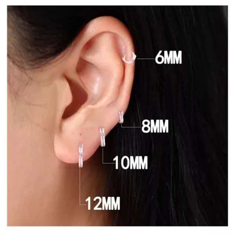 Pendientes de aro doble en espiral para mujer, de Plata de Ley 925, Mini pendientes de aro pequeños, hebilla de hueso del oído, aretes circulares redondos