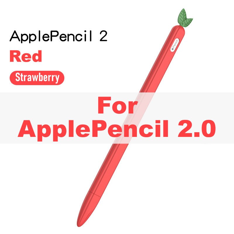 Anti-Scratch Case for Apple Pencil 1/2 Cartoon Fruit Silicone Protective Cover Pouch Cap Holder Stylus for iPad Pen Pencil: Red Pencil 2