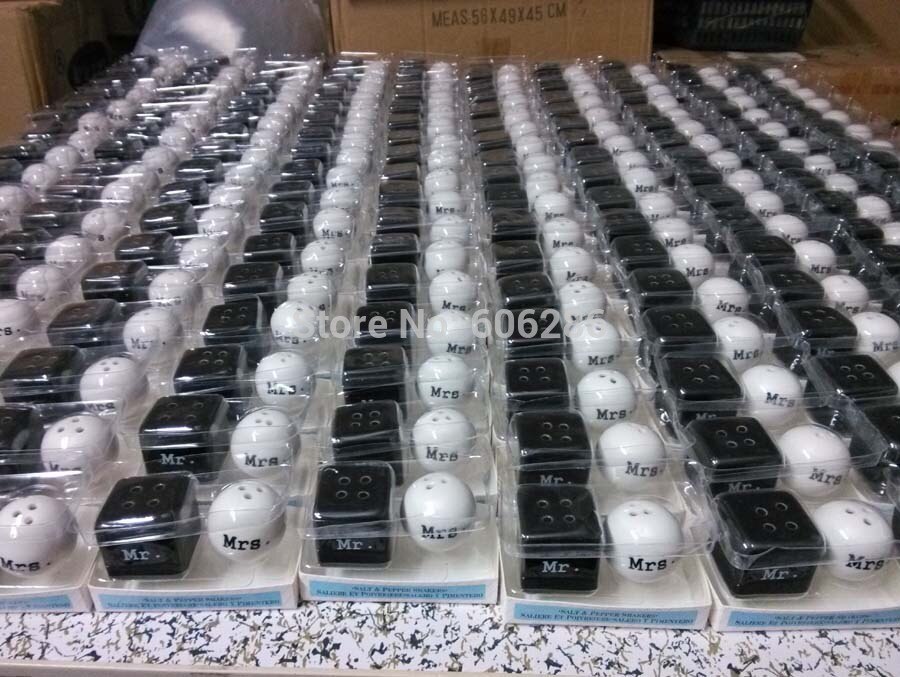 wedding giveaways of "Mr. & Mrs." Ceramic Mr Mrs Salt and Pepper Shakers Bridal Shower Party Favors