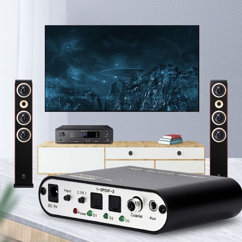 Audio Decoder,Digital Optical Coaxial To Analog Audio Converter 5.1 Audio Decoder AC3 Optical Digital Amplifier