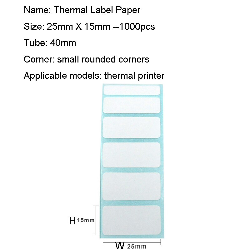 Etykieta termiczna AIBIER naklejka z kodem kreskowym 40mm rdzeń 1 rolka 25mm X 15mm-1000 szczyt termiczny klej robić papieru naklejki zebra Godex kompatybilny: Default Title