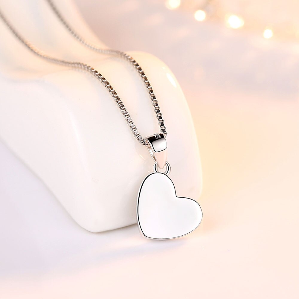 Neue 925 Silber Überzogene Frauen Halsketten köstlich Nette Herz-Förmigen Anhänger Schlüsselbein Kette Schmuck Länge 45CM