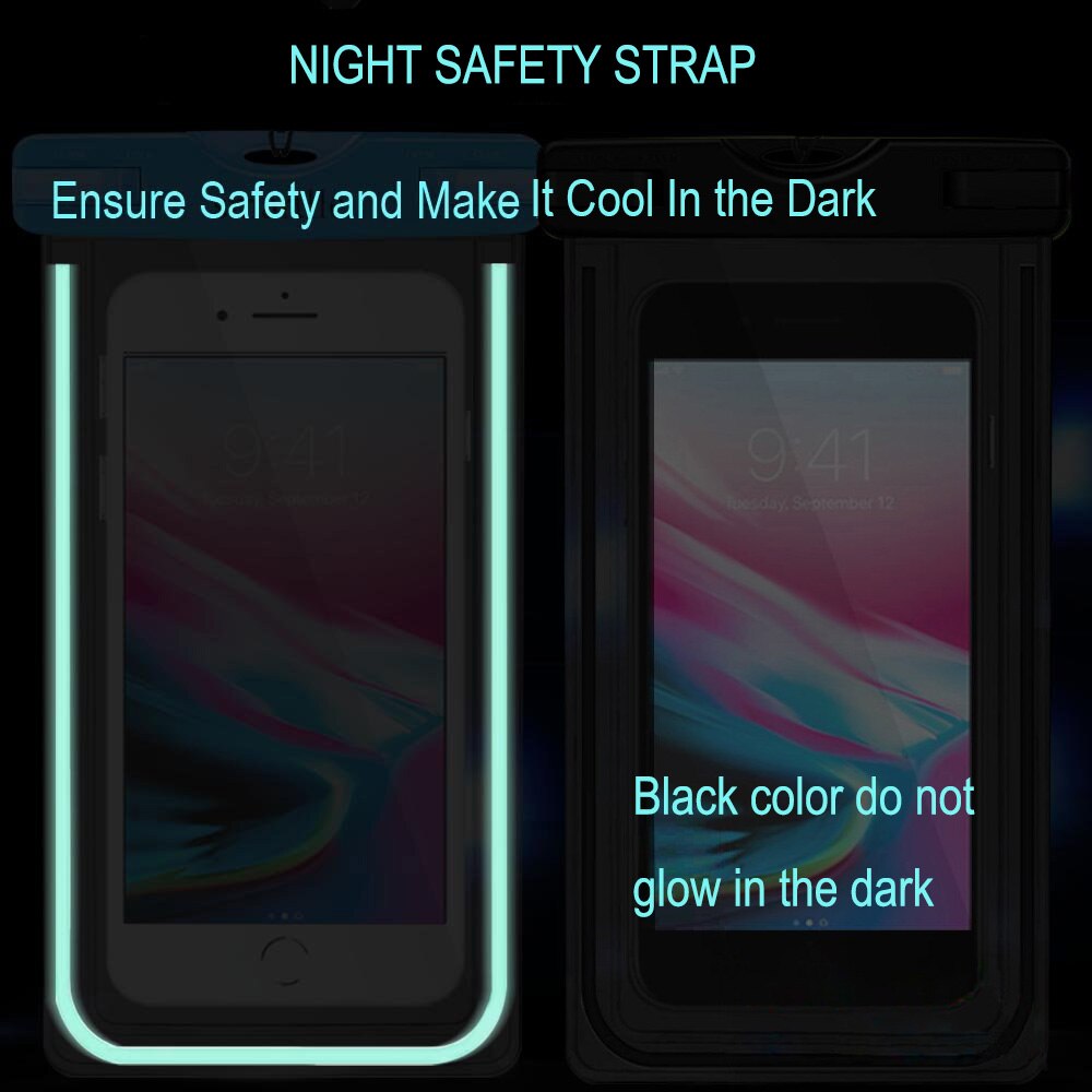 Waterproof Mobile Phone Case For Huawei Honor 7X / Mate SE Clear PVC Sealed Underwater Luminous Dry Pouch Cover with Neck Strap
