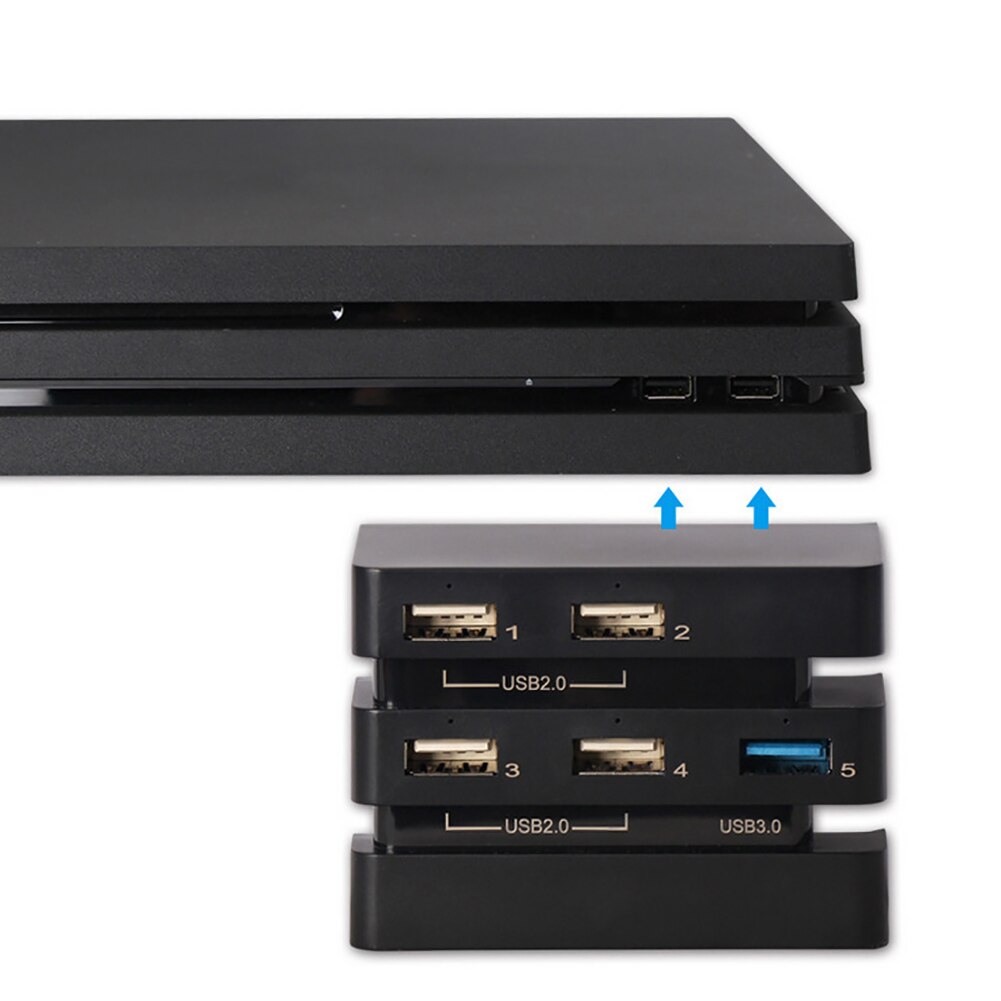 Concentrador de puertos USB 2,0 con indicador LED, 5 puertos, 4 puertos, 1 Adaptador USB 3,0, práctico para PS4 Pro