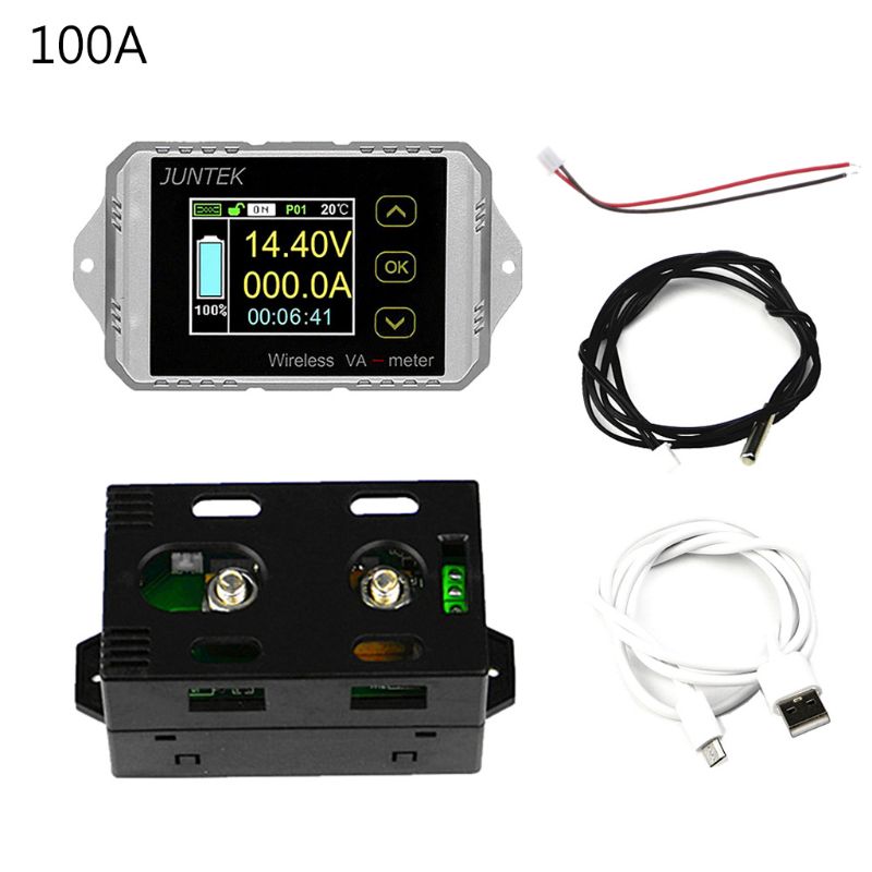 DC 120V 50A~300A Wireless Ammeter Voltage KWh Watt Meter Car Battery Coulometer: 100A