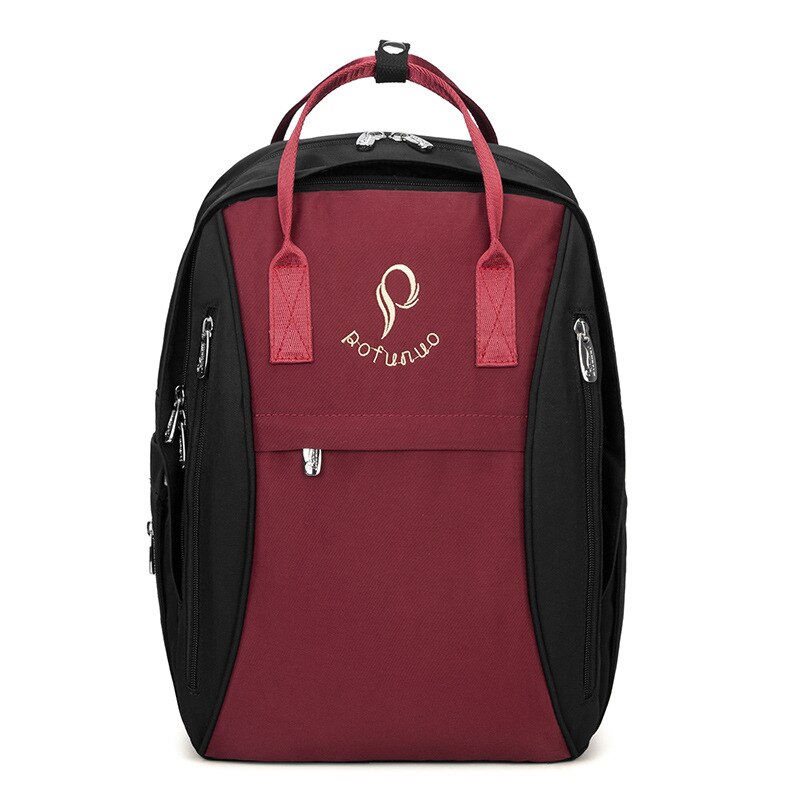 Bolsa de pañales de maternidad de para bebé, bolsa de pañales de gran capacidad, bolsa de mamá de viaje para el cuidado del bebé, mochila para mamá: Black Red