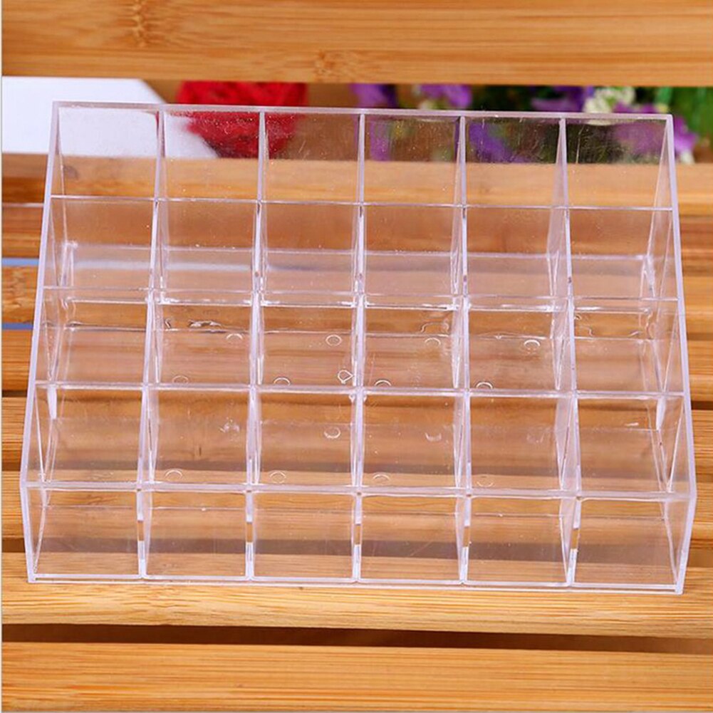 24 gitter rum gennemsigtigt kosmetik neglelak display stand læbestift organizer taske akryl makeup opbevaringsboks