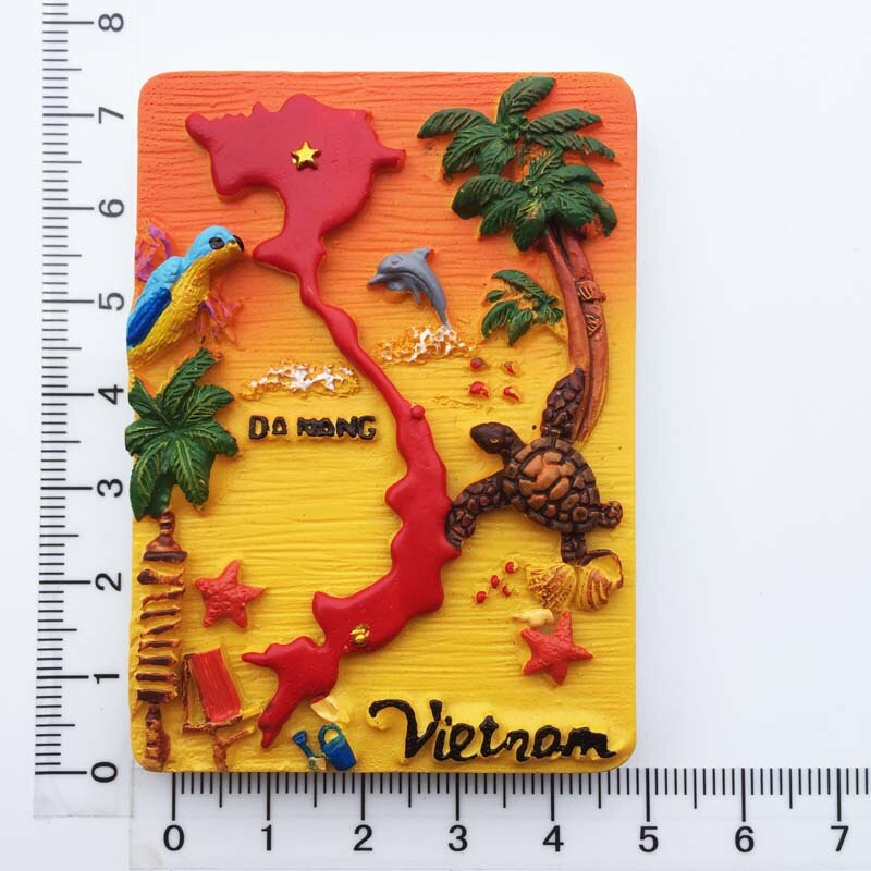 World Tourist Fridge Magnet Souvenir Hanoi Vietnam TI TOP ISLAND HALONG Resin Magnet Refrigerator Decor Message Board Magnet