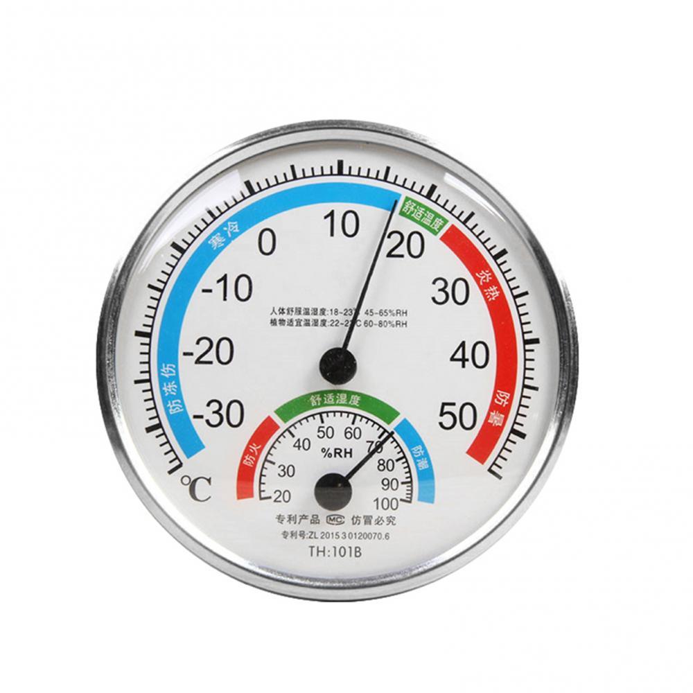 Thermometer Round Indoor Temperature Humidity Meter Hygrometer Analog Room Dial Hygrometer: White