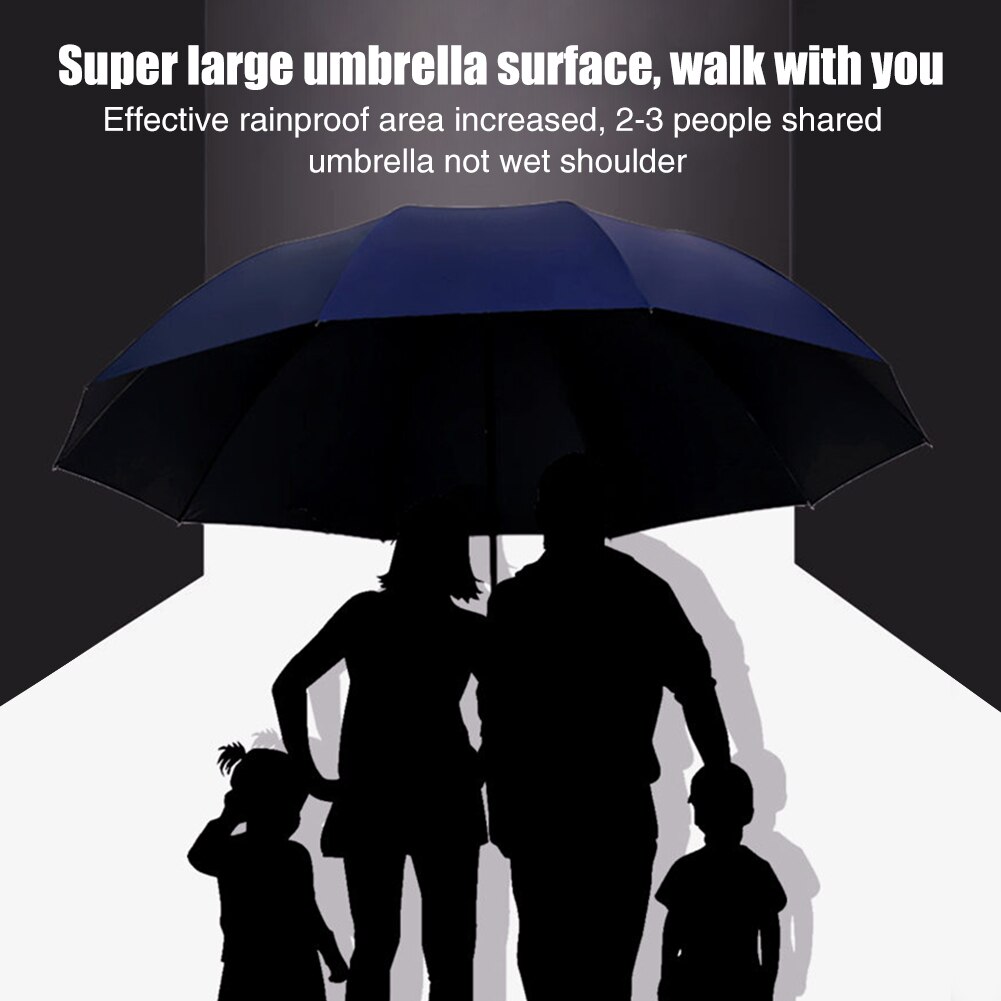 Sombrilla plegable de viaje con protección UV, 58 pulgadas, 3 pliegues, para la familia, resistente al viento, para Golf, exteriores, negocios, Extra grande, portátil: Navy