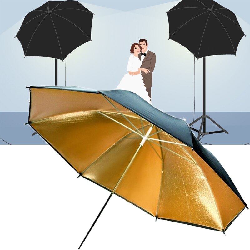 Photography Flash Diffuser Reflective Umbrella Light Control Single Layer 33-inch Black Gold Speedlite Photo Studio Modifiers