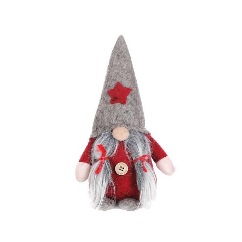 Vrolijk Kerstfeest Star Hoed Zweedse Santa Gnome Pluche Pop Ornamenten Handgemaakte Elf Speelgoed Home Party Decoratie: Grijs