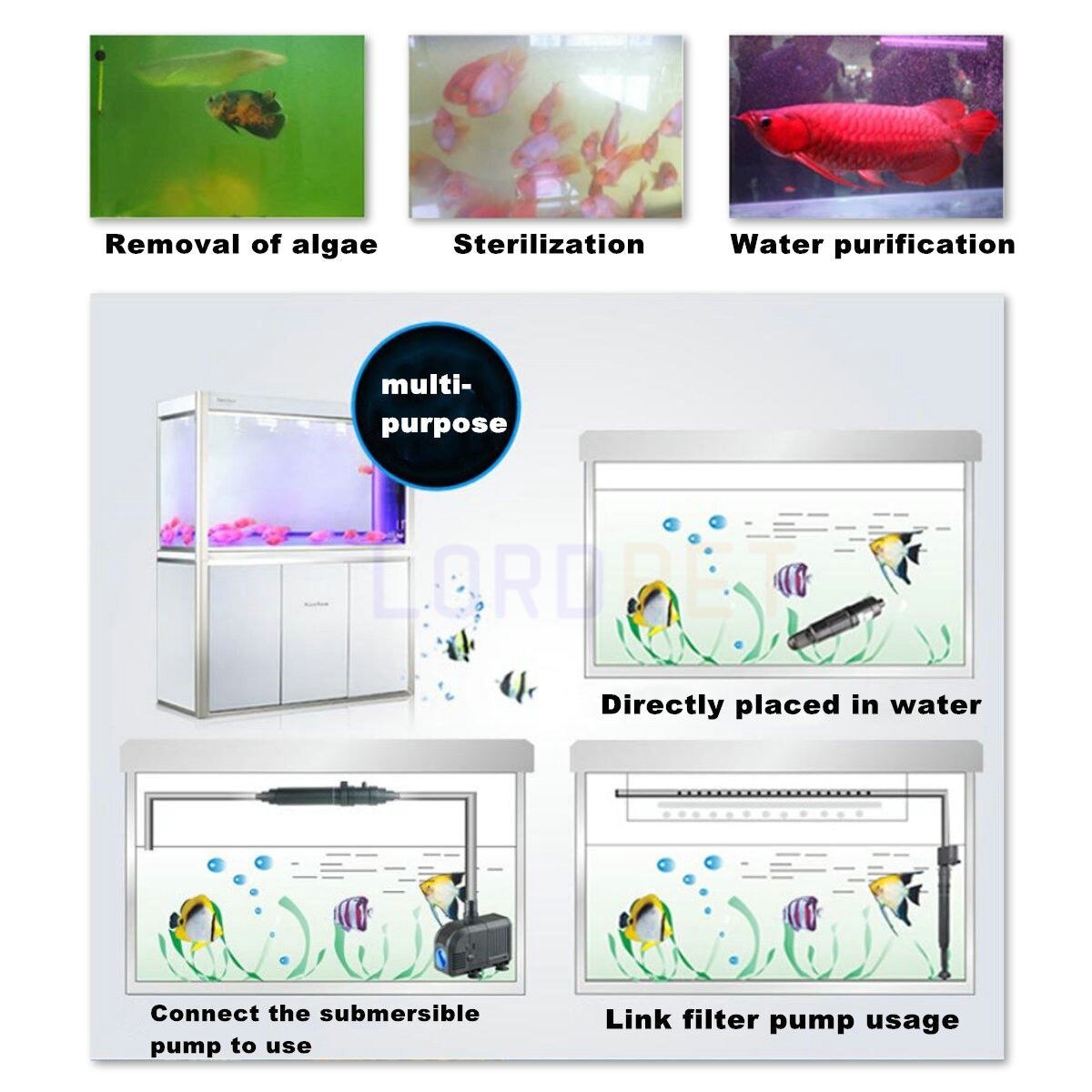 SUNSUN UV Sterilizer Fish Tank Aquarium Purify Water Remove Algae UVC Light UV Lmap Water Purification Deodorant