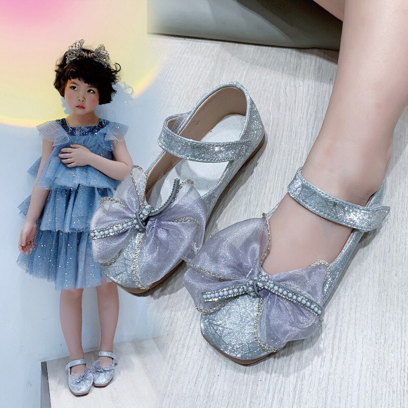 Leather Shoes Baby Girl Shoes Spring Summer Butterfly-knot Princess Kids Shoes E648