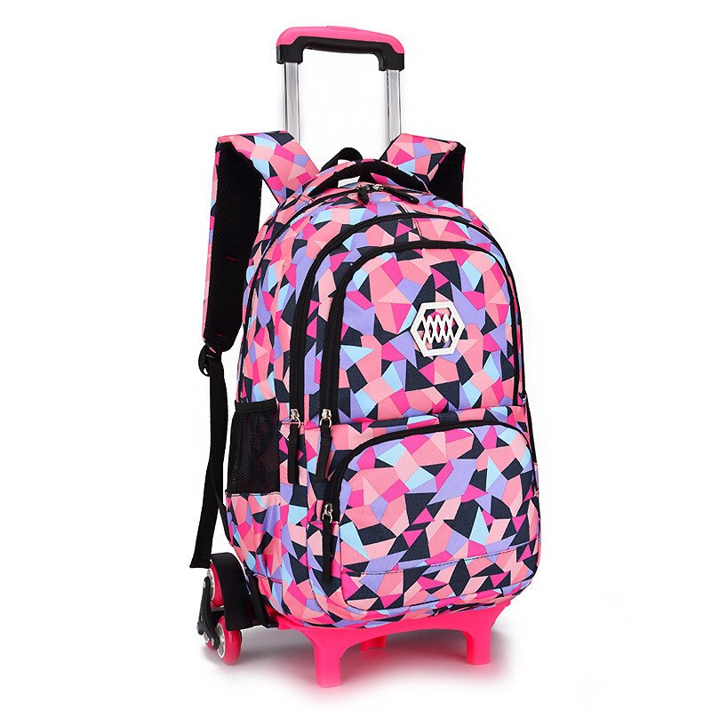 Mochila de viagem para crianças meninas do trole escola primária criança bagpacks com 6 rodas sac a dos enfant fille: black 6 wheels