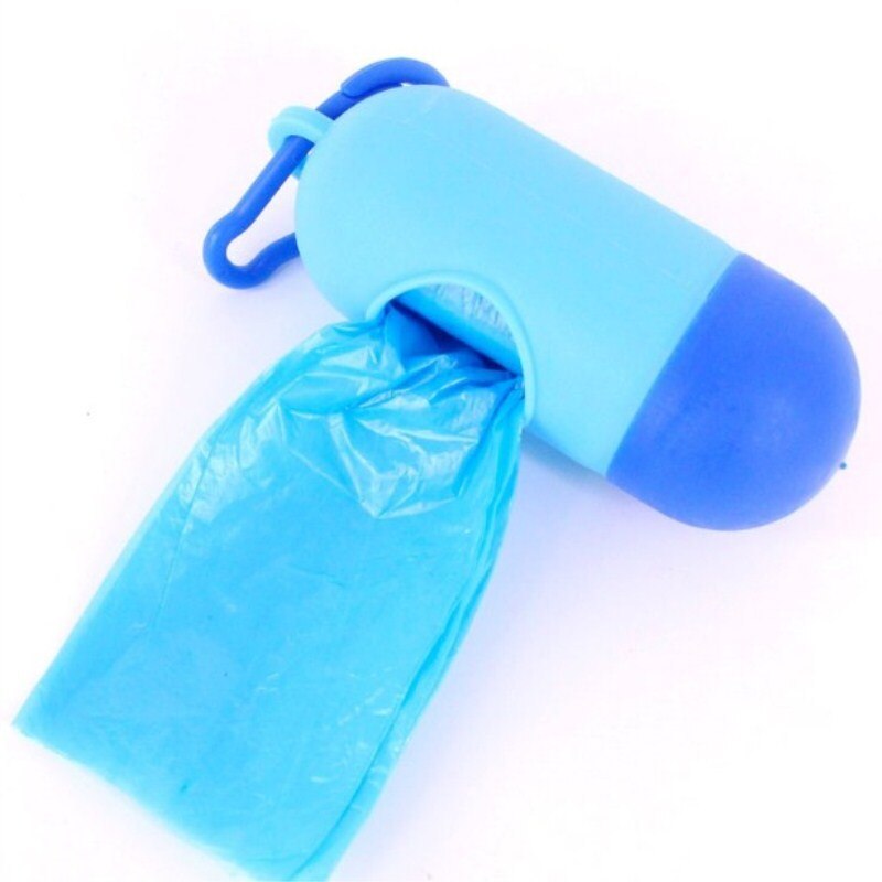 Sac poubelle pour chien avec distributeur de sacs à excréments et Clip de transport comprenant 1 rouleau (15 sacs) sacs anti-fuite respectueux de la terre pour animaux de compagnie