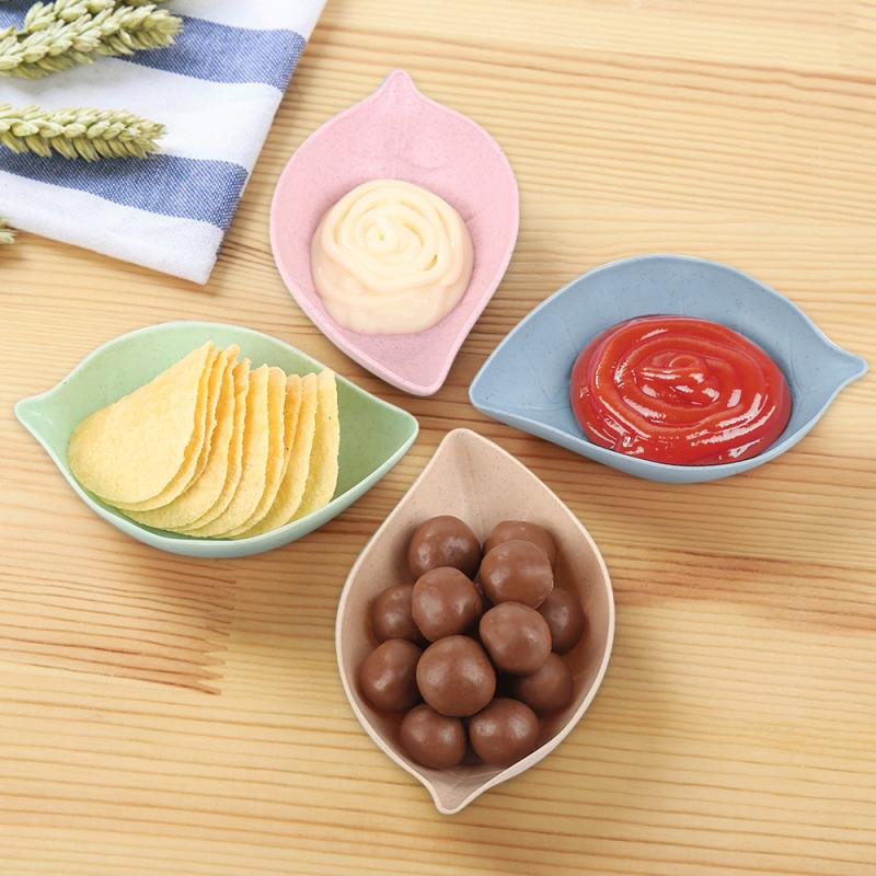 Blé polyvalent assaisonnement bol feuille coeur forme bol Platos assiettes Snack plat Sauce cuisine outils Cocina vaisselle plateau