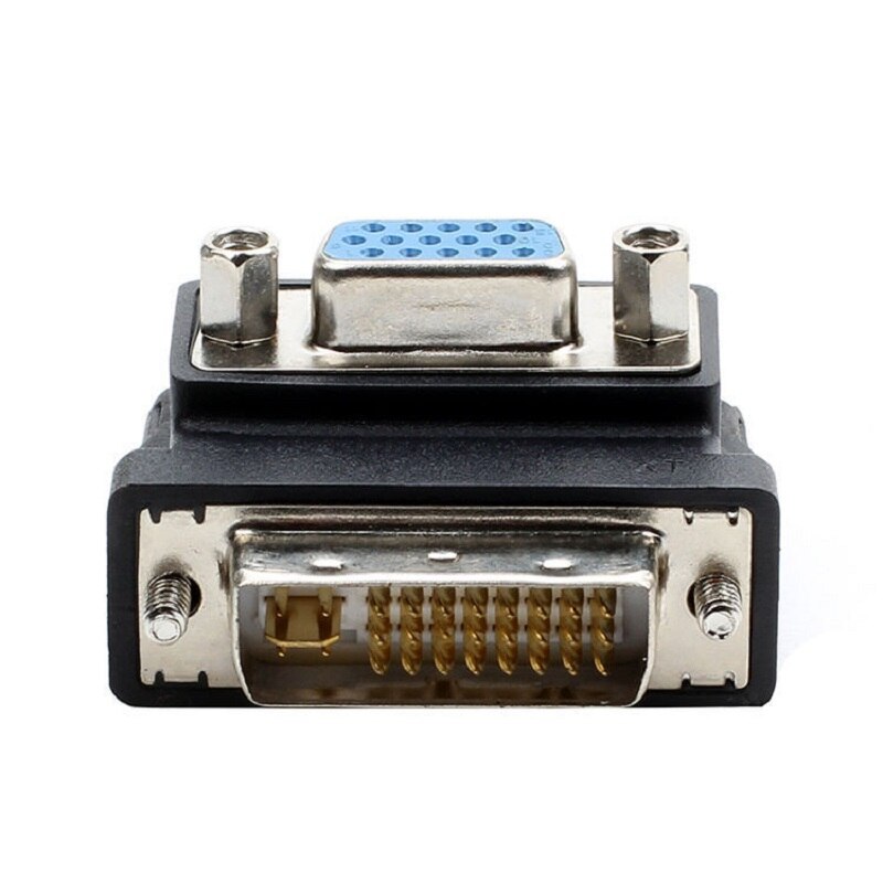 DVI-I 24+5 Male to VGA 15 Pin Fema 90 degree Right Angle Convertor Adapter 15 Pin VGA Socket to DVI Male Plug