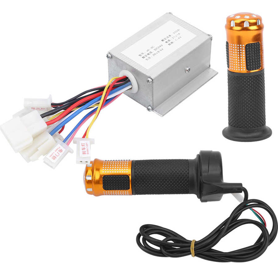 Controller 24V 250W Borstel Controller Met Geel Gashendel Kit Elektrische Fiets Scooter Accessoire Elektrische Fiets