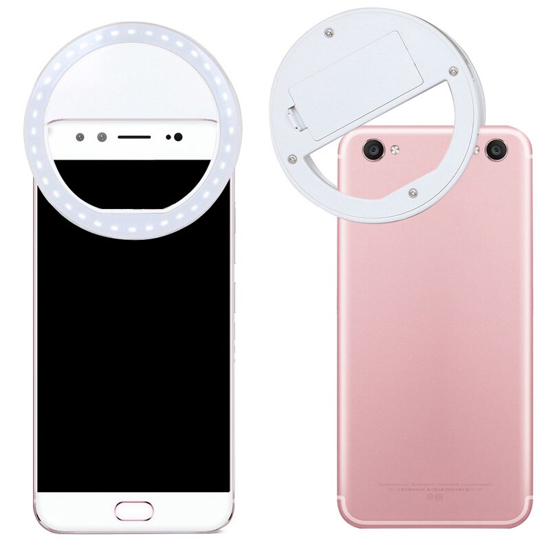 Ledet selfie ring lommelygte passer svagt miljø selvudløser lys værktøj lysende ring klip til enhver mobiltelefon tabletter