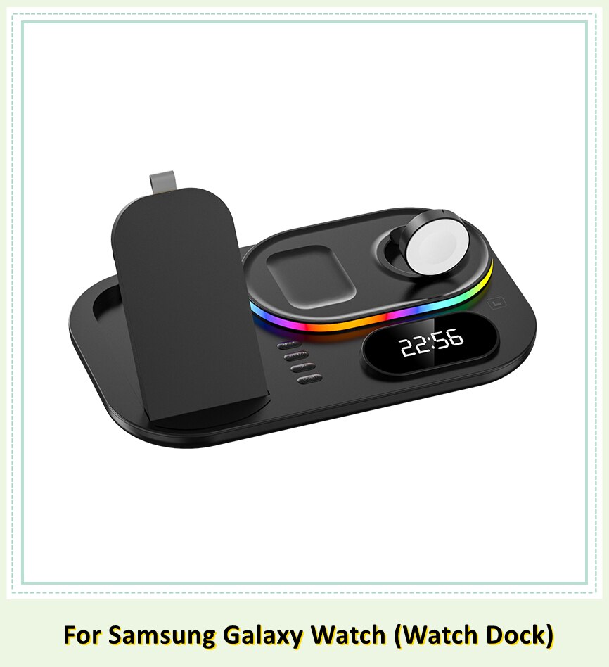 Päivitä nopea langaton laturi  qi 3 in 1 langaton latausasema, joka on yhteensopiva apple airpodin kanssa iphone samsung watch galaxy  s20: Musta galaksi