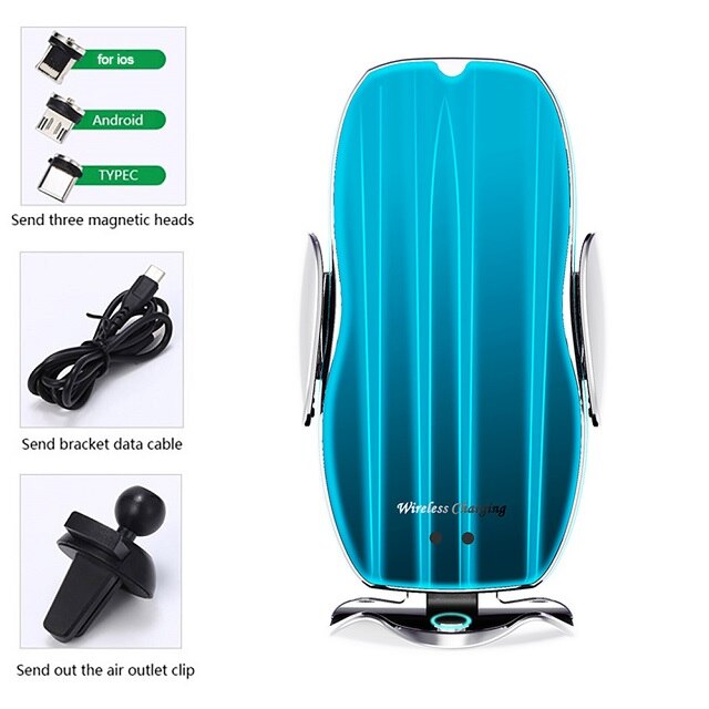 Sujeción automática de 15W cargador inalámbrico rápido de coche para Samsung S20 S10 S9 iPhone 11 Pro XS Max XR X 8 soporte de Sensor infrarrojo: Style 2 silver 15W