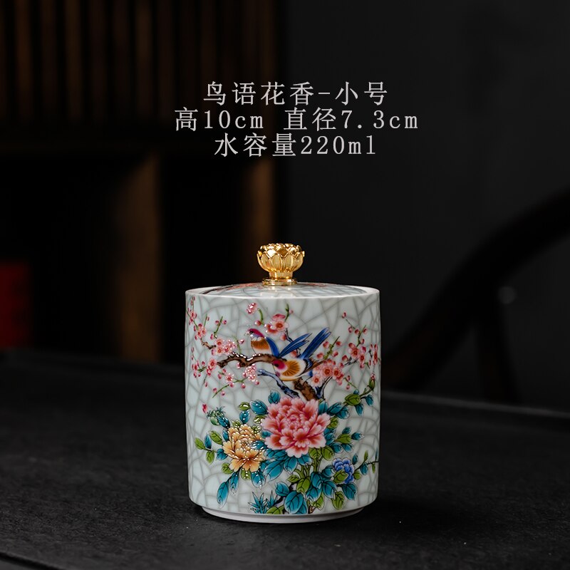 Colorful Ceramic Tea Caddies Large Handmade Porcelain Coffee Sugar Storage Jars Tea Caddies Home Caja De Te Home Garden DG50TC: flower small