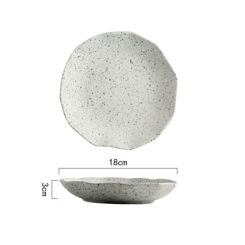 Nordic Granite Texture Ceramic Plate Dishes Irregular Western Food Dinner Plates Dessert Dish Soup Bowls Home Tableware: E-18x18x3cm