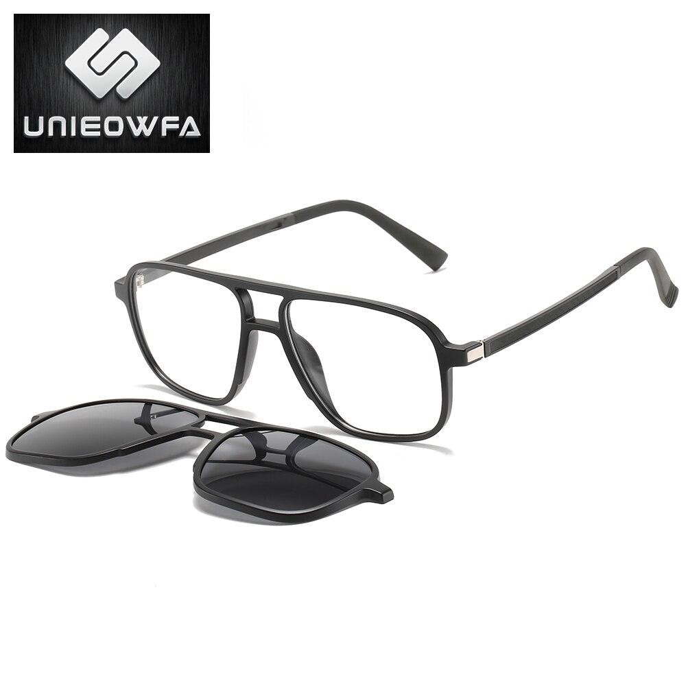Optical Magnetic Clip on Glasses Frame Men Clear Prescription Myopia Eyeglasses Frame Polarized Magnet Clip Sunglasses Men Brand