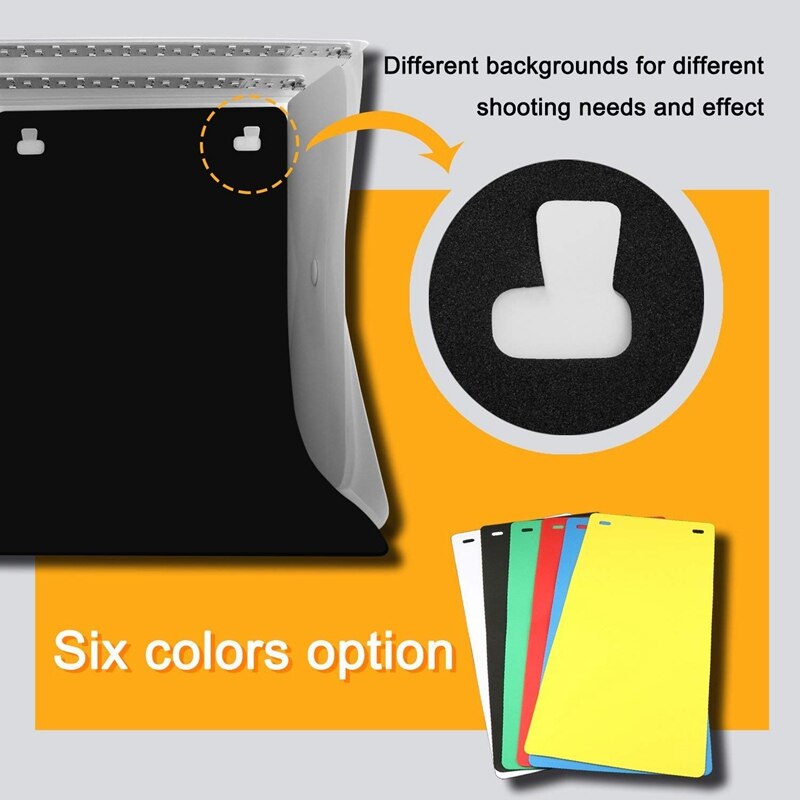 Fotostudiobox, mini draagbare opvouwbare fotostudiotenten met dubbele led-verlichting en 6 achtergronden