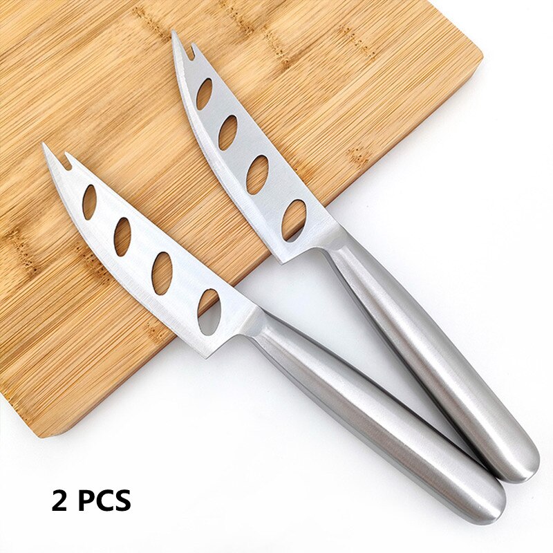 Stainless Steel Cutlery Knife Cheese Knife Cheese Server with Holes Cake Butter Cheese Slicer Fruit Vegetable Kitchen Bar: 2PCS