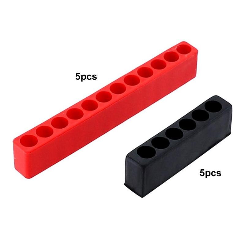 5pcs 12 Screwdriver Holes Plastic Head Hex Shank Electric Drill Bit Holder Plastic Head Storage Case Tool Box