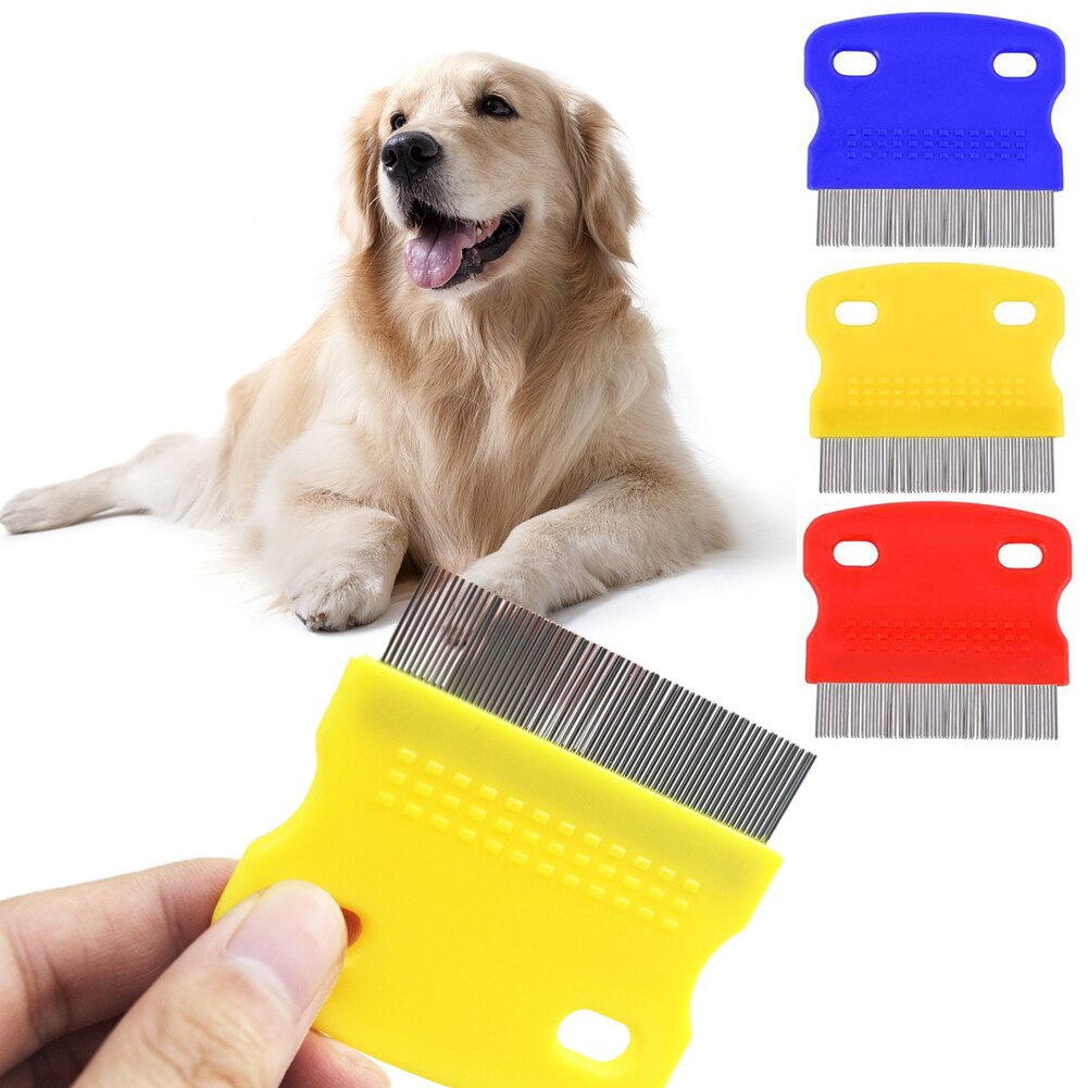 Peine para el cuidado de perros, removedor de pelo de mascota, peine para la depilación de cachorros y gatos, peine de acero inoxidable para piojos, peines de pulgas para perros gatos acicalamiento, cepillo