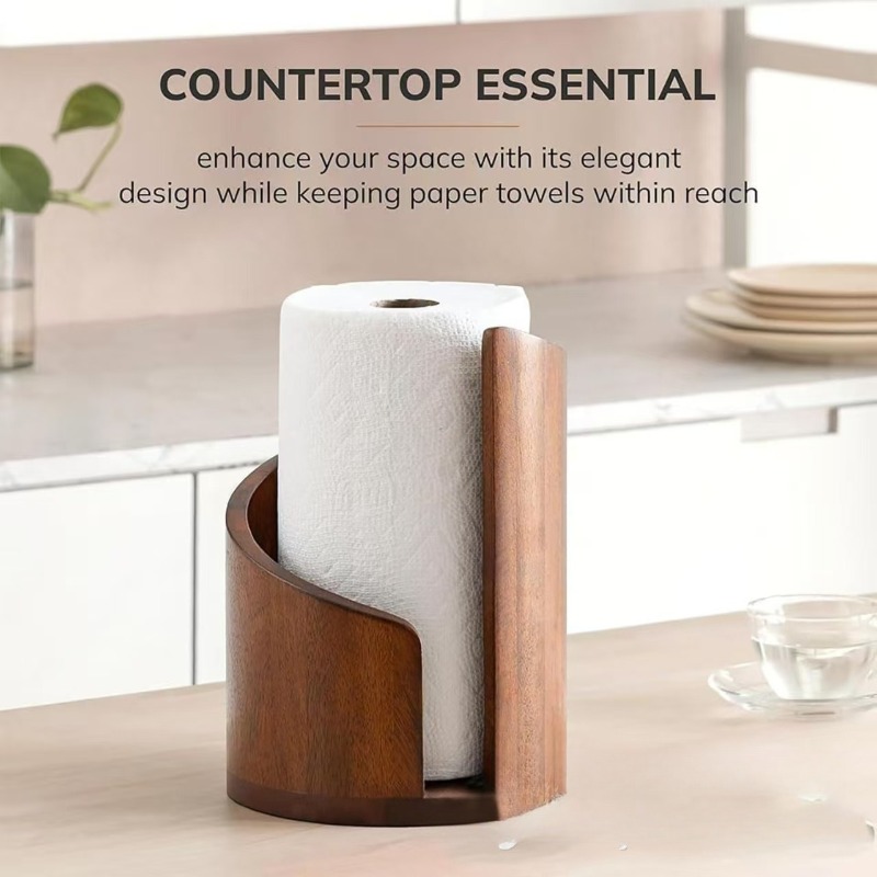 Portarotolo in Legno, Contenitore per Carta Igienica, Decorazione da Scrivania per Soggiorno, Camera da Letto, Ristorante, Casa, Stile Semplice