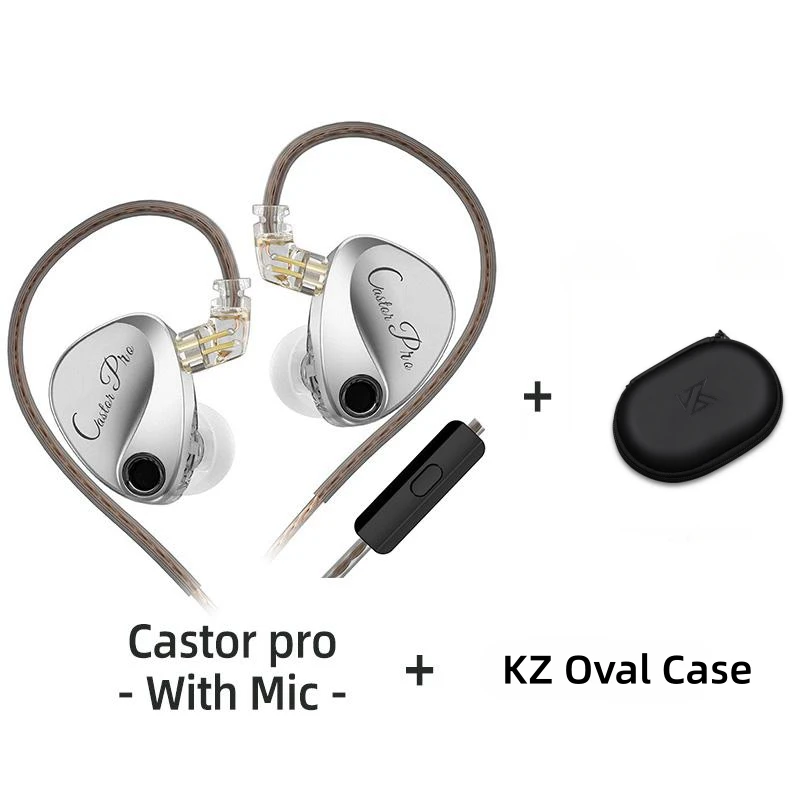 KZ Castor PRO Bekabelde oortelefoon Dynamische stuurprogramma's Hoogwaardige afstembare oortelefoon Hfi-geluidskwaliteit Bass-headsets IEM Gaming-headset: Donkergrijs