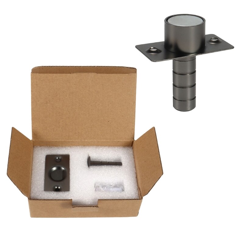 Ultra Thin Invisible Stainless Steel Black Door Stop Magnetic Floor Mount Hidden Automatic Suction Door Stopper Holder: L