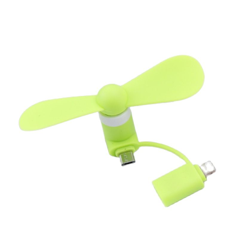 2 IN 1 Reise Tragbare Handy Mini Fan Kühlung Kühler Für iPhone 5 6 6S 7 Plus 8 X für Android Typ-c: green
