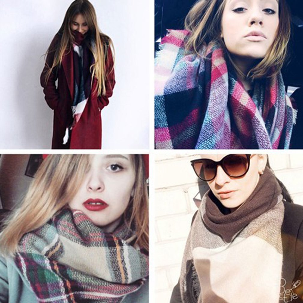 Latest Winter Triangle Scarf For Women Brand Shawl Cashmere Plaid Scarves Blanket Warm And Soft