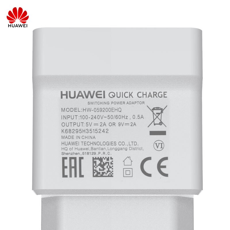 Huawei-cargador rápido Original QC3.0 9V 2A tipo C para Huawei P8 P9 Plus Lite Honor 8 9 Mate10 Nova 2 2i 3 3i 4 4e Mate 7 8 9