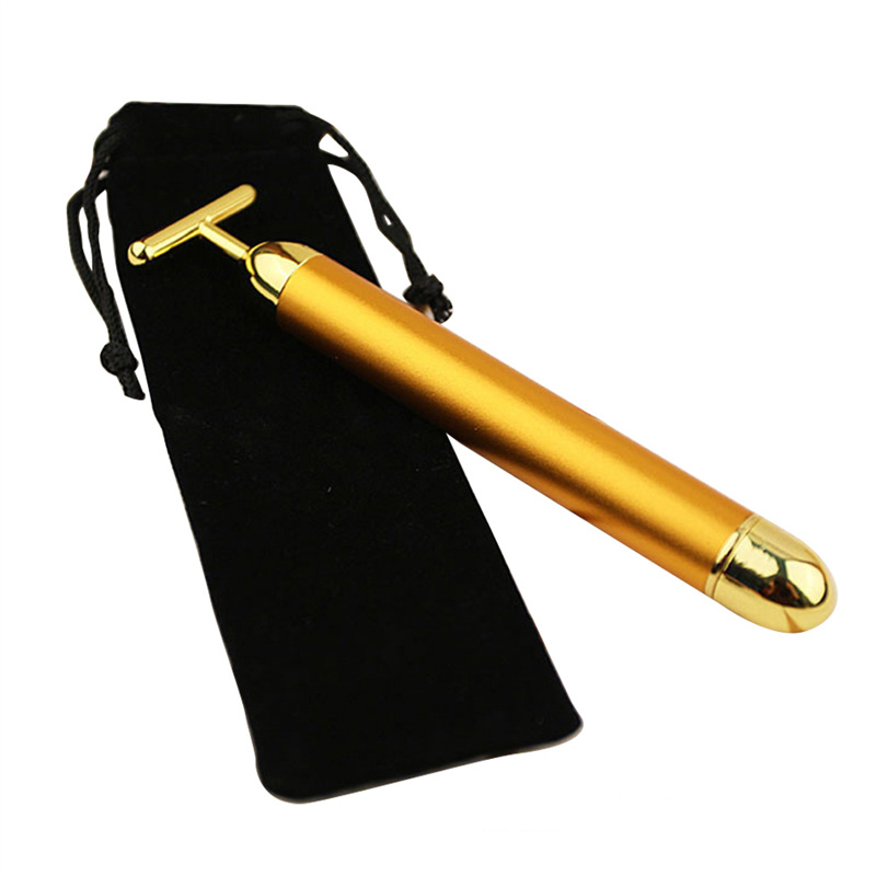 Barra de belleza de oro de 24K, rodillo masajeador Facial en forma de T, barra de belleza energética, reafirmante de pulso, herramienta de masaje Facial