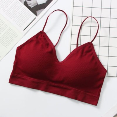Tops de tubo para mujer, Sujetador deportivo sin huesos, Tops cortos para gimnasio, Bralette para trotar, ropa interior de Fitness para mujer: Rojo