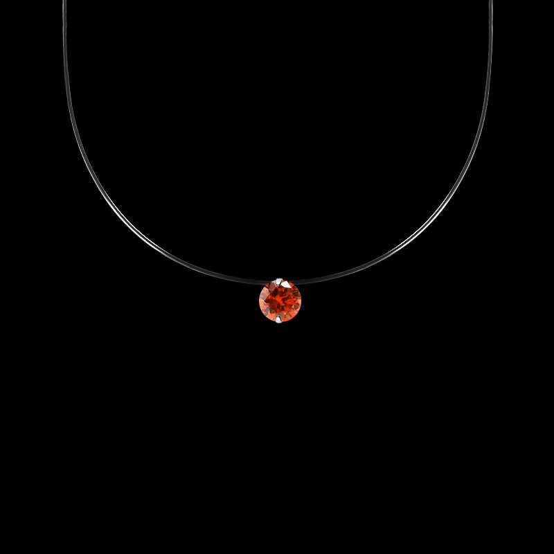 SHUANGR-collar de hilo de pescar transparente para mujer, Gargantilla con diamantes de imitación, 9 colores: 6mm red